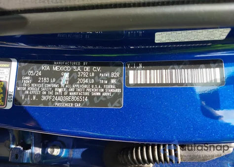 2024 Kia Forte Lxs from USA, damaged, VIN 3KPF24AD3RE806514